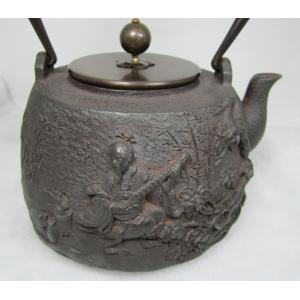 【掏寶天地】日本鑄鐵茶壼* *古人彈琴*閒情逸緻鐵壺W14;鐵壼