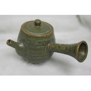 【掏寶天地】半手工景德鎮精品陶瓷橄欖綠釉彩側把茶壶S254;茶壼;陶壼