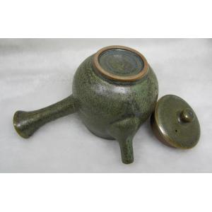 【掏寶天地】半手工景德鎮精品陶瓷橄欖綠釉彩側把茶壶S254;茶壼;陶壼